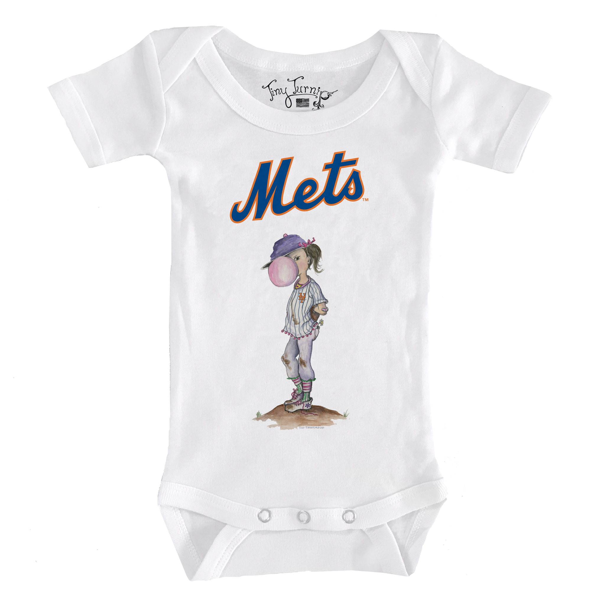 Infant Tiny Turnip White New York Mets Bubbles Bodysuit
