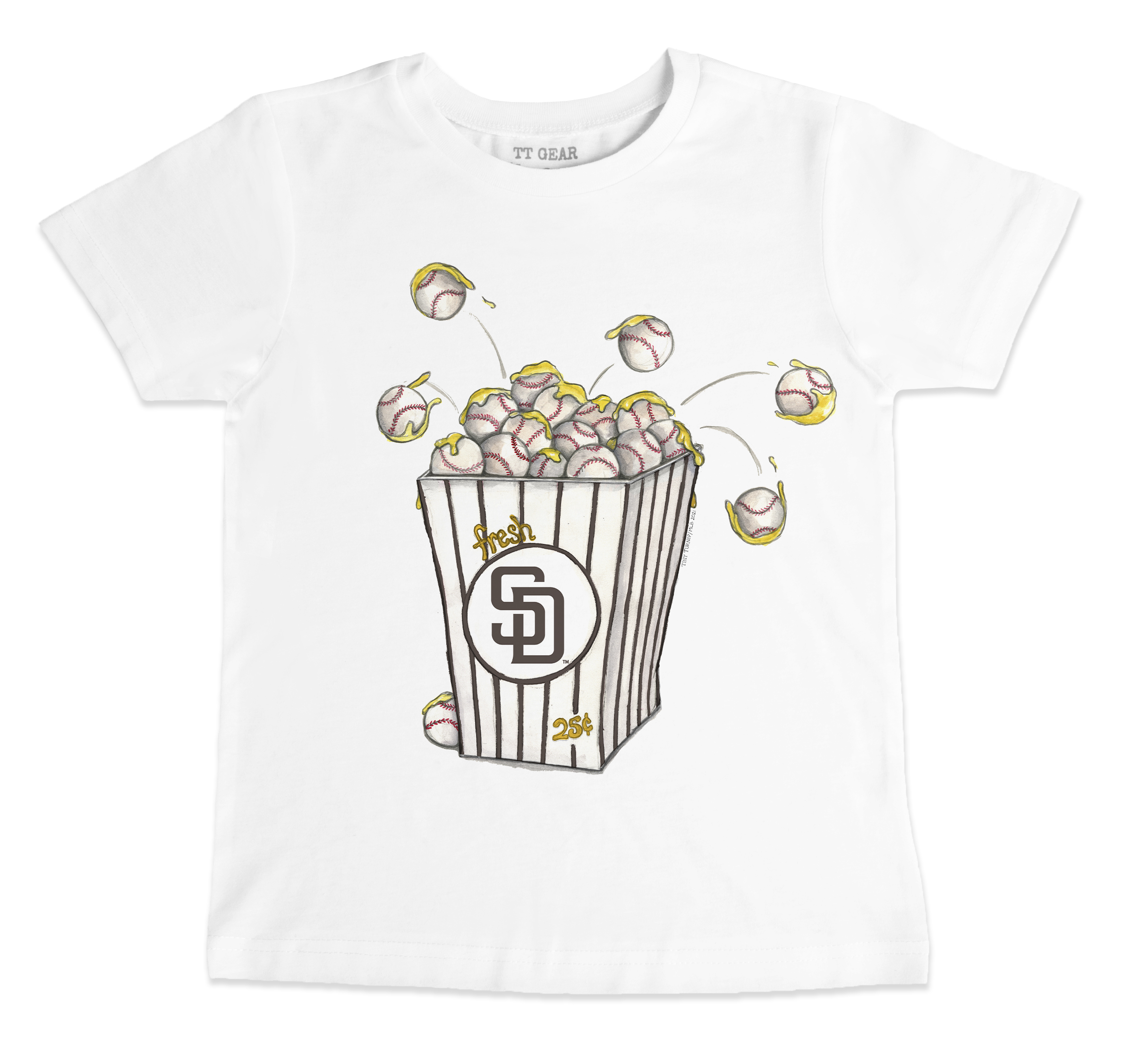Toddler Tiny Turnip White San Diego Padres Popcorn T-Shirt