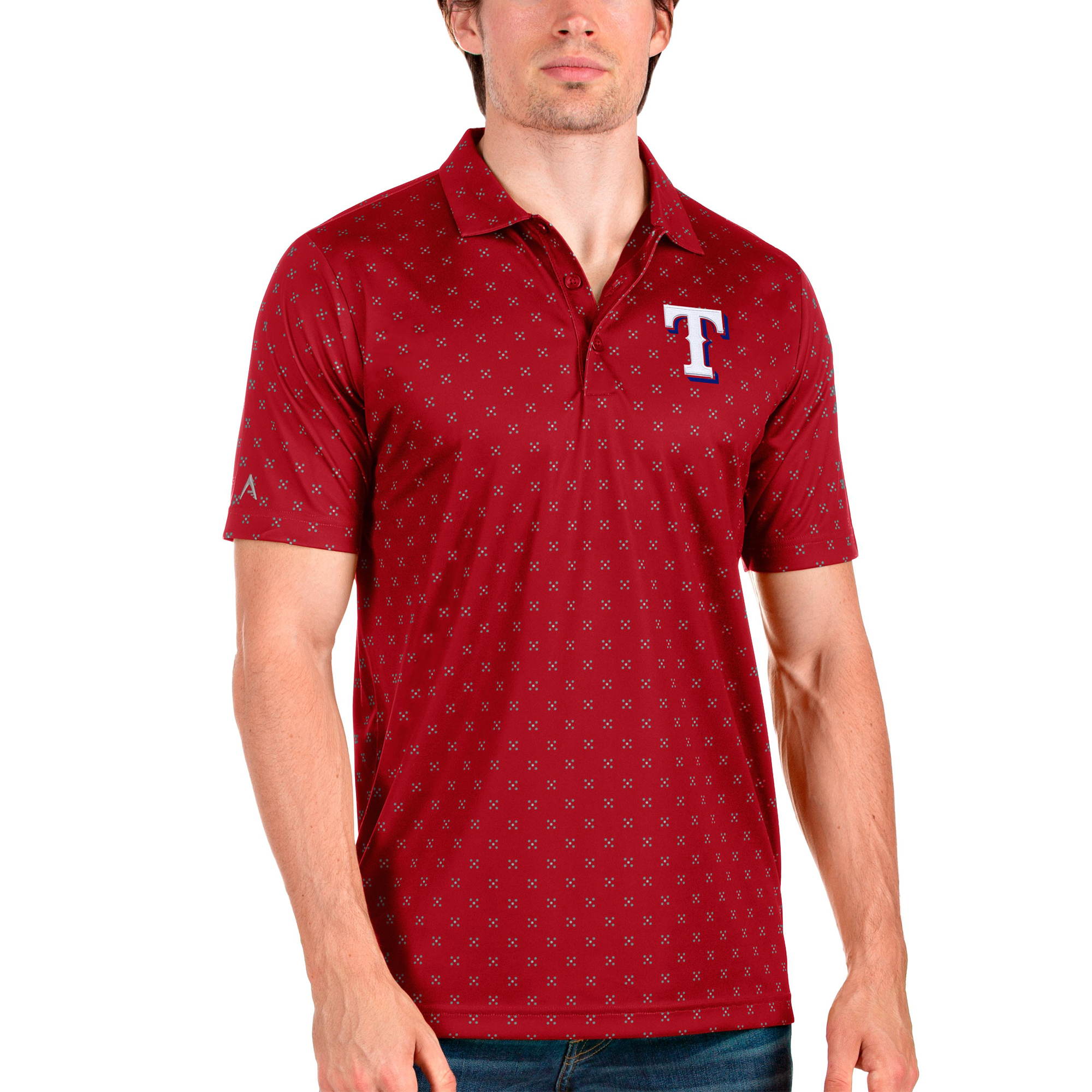 Men's Antigua Red Texas Rangers Spark Polo