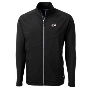 Men's Cutter & Buck Black Los Angeles Rams Big & Tall Adapt Eco Knit Full-Zip Raglan Jacket