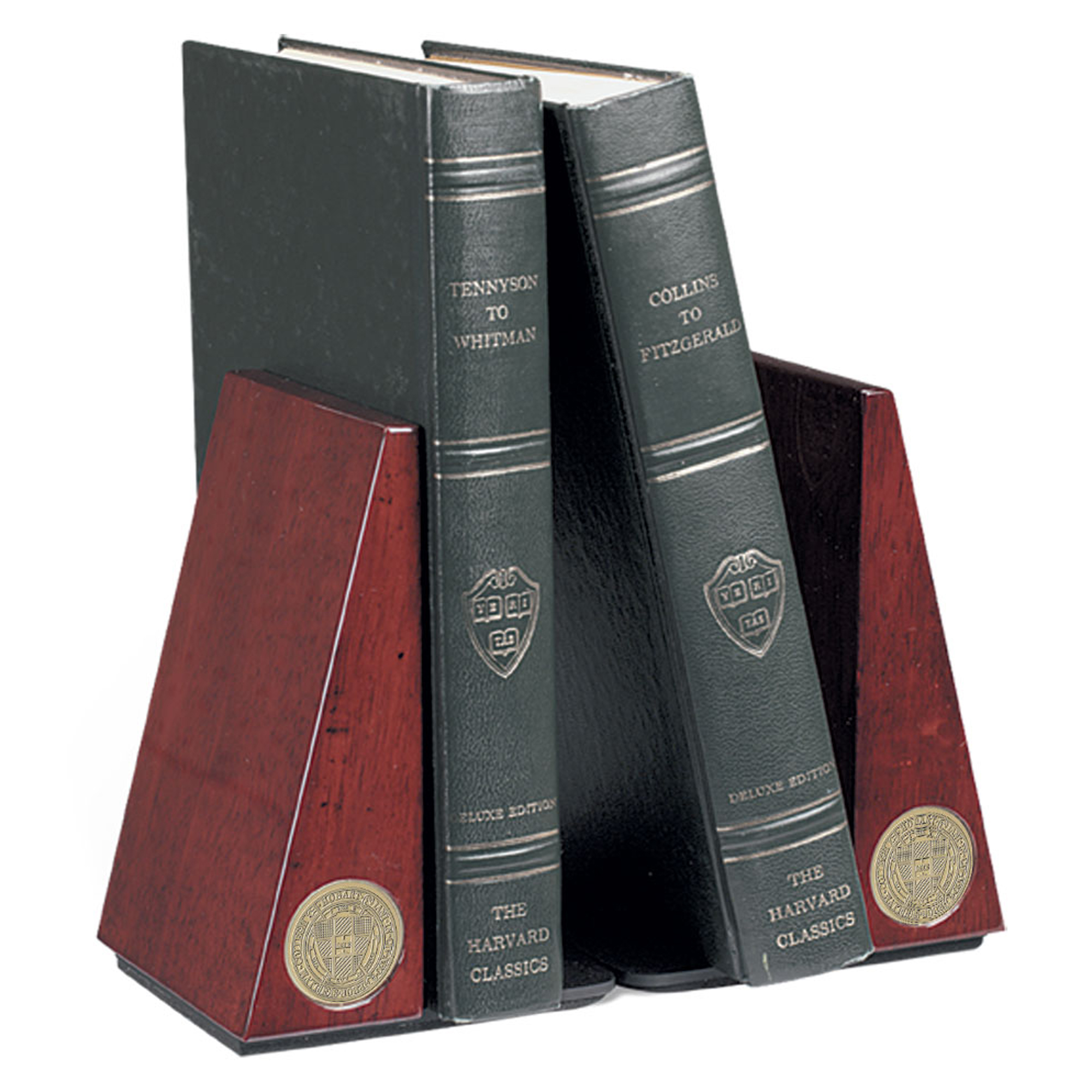 Gold Hobart & William Smith Colleges Shield Logo Rosewood Bookends