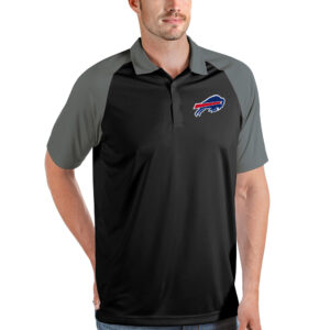 Men's Antigua Black/Steel Buffalo Bills Nova Polo