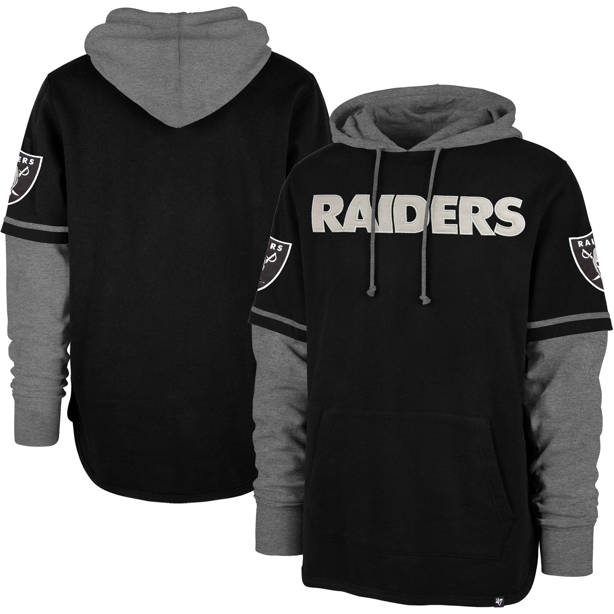Men's '47 Black Las Vegas Raiders Shortstop Pullover Hoodie - Image 5