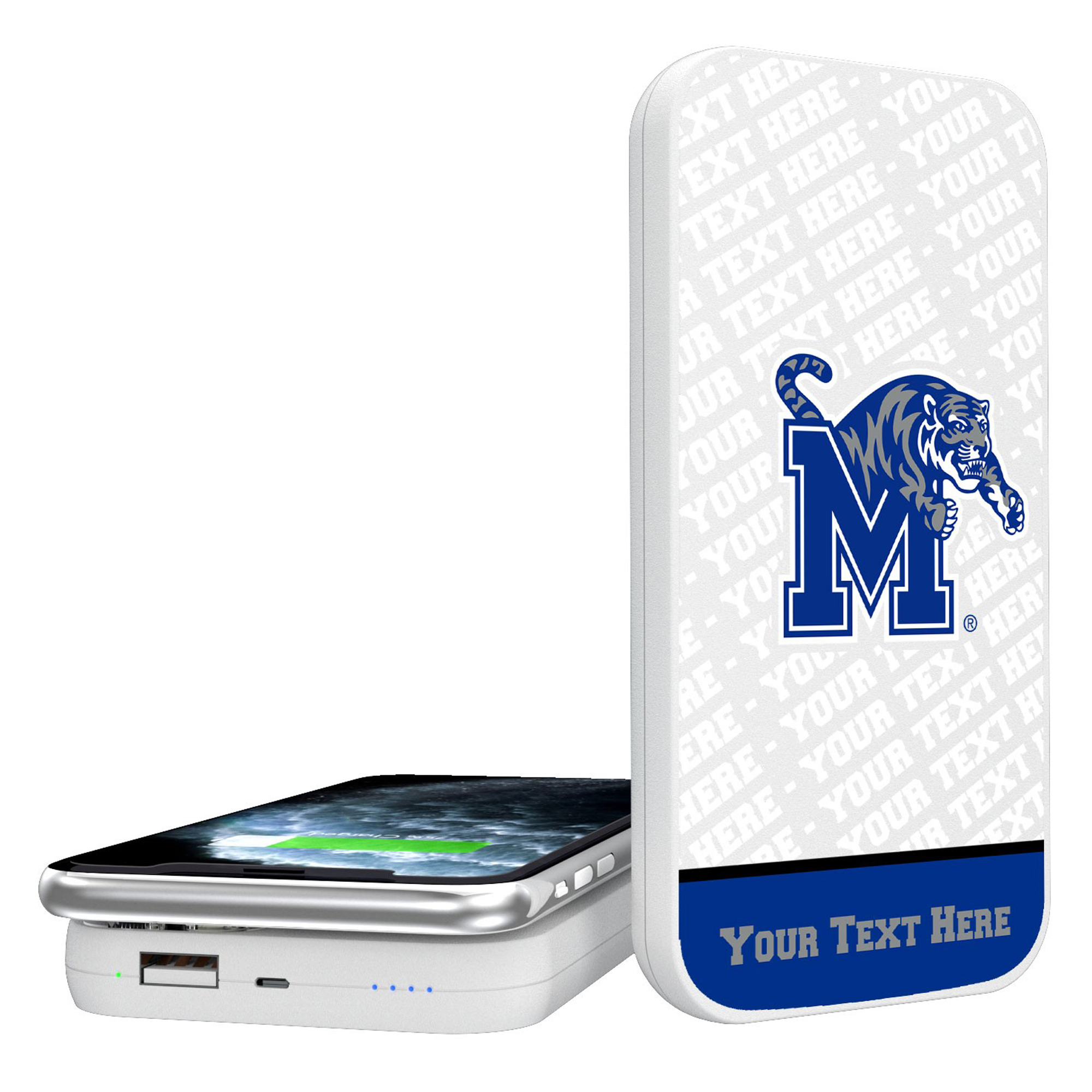 Memphis Tigers Personalized 5000 mAh Repeat Design Wireless Powerbank