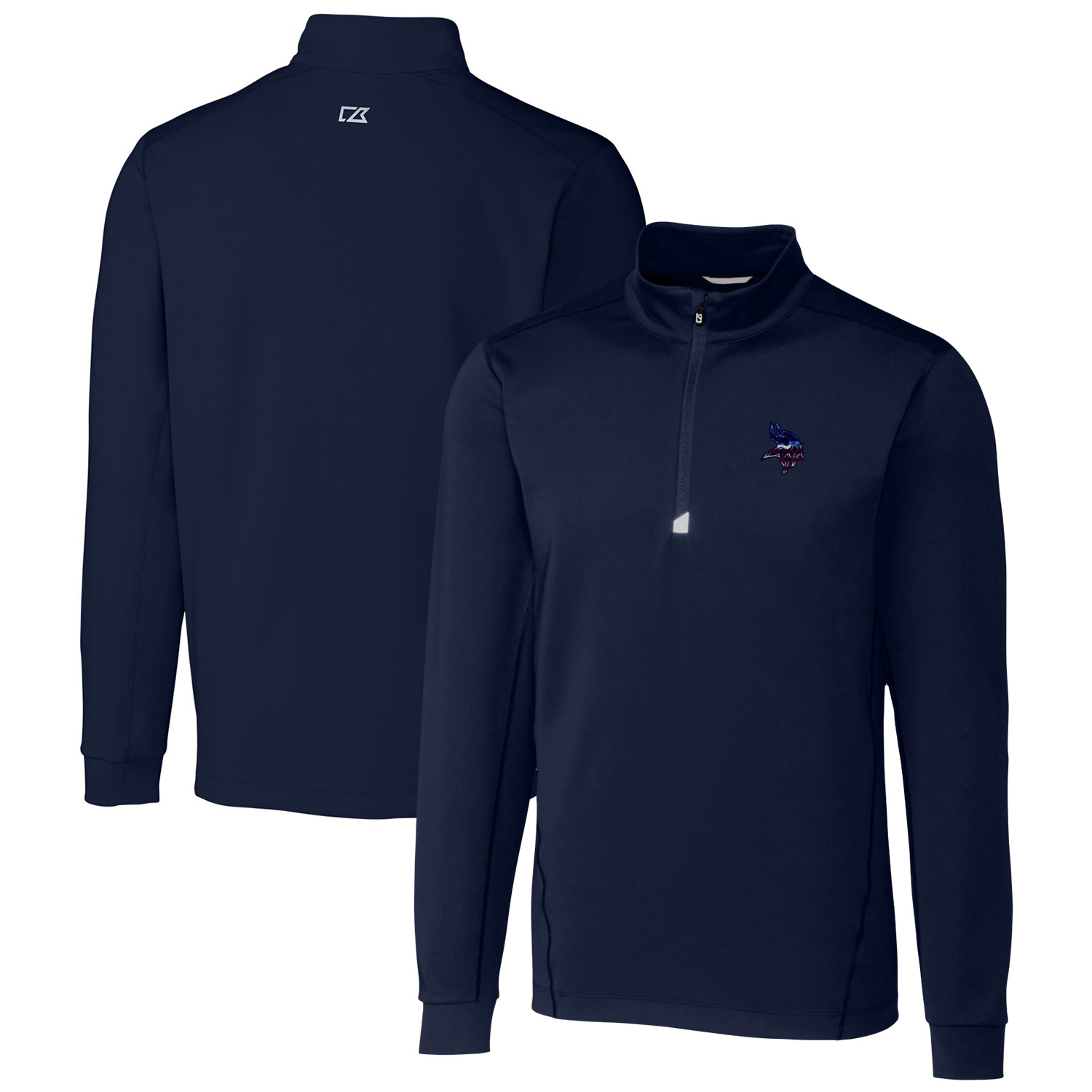 Men's Cutter & Buck Navy Minnesota Vikings Big & Tall Traverse Stretch Quarter-Zip Pullover Top