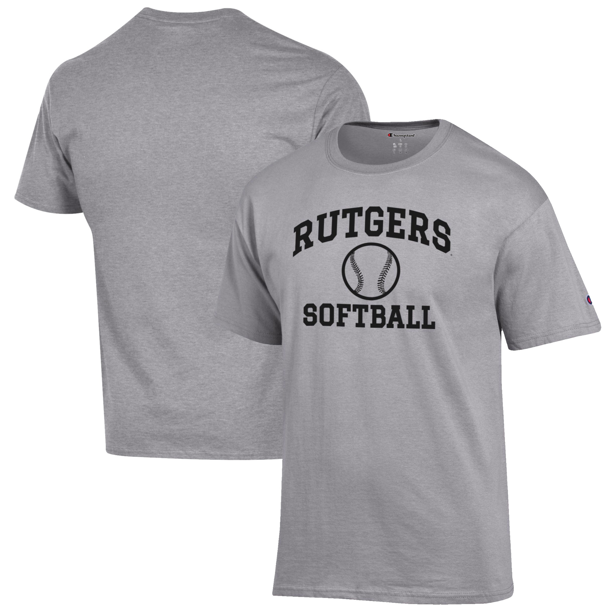 Men's Champion Gray Rutgers Scarlet Knights Softball Icon T-Shirt - Image 5