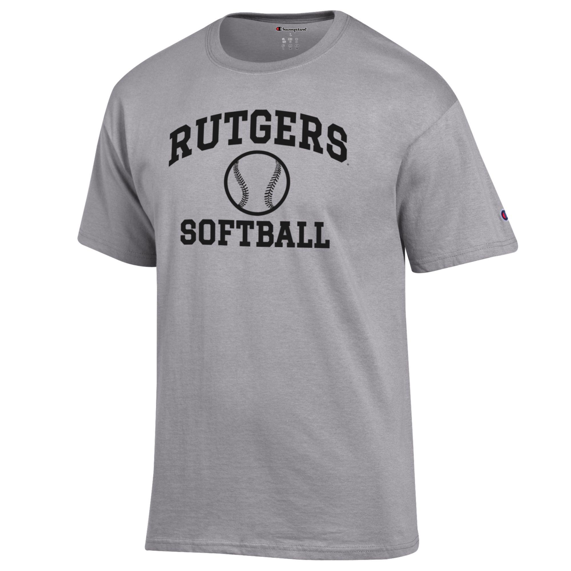 Men's Champion Gray Rutgers Scarlet Knights Softball Icon T-Shirt - Image 3