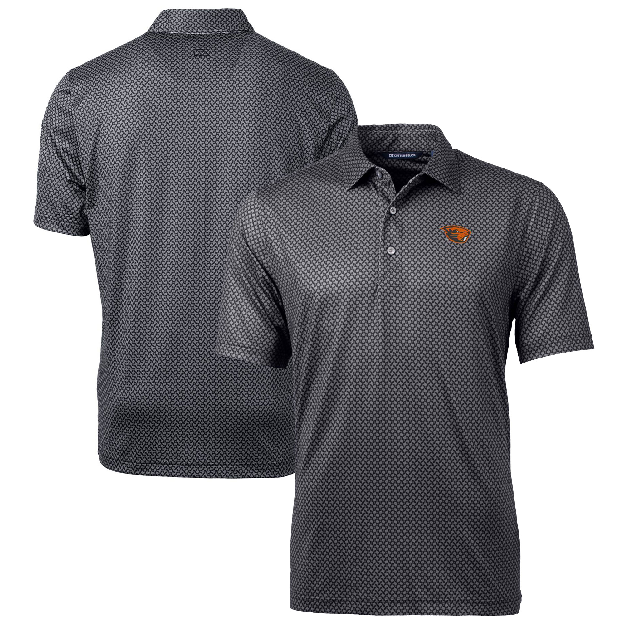Men's Cutter & Buck Black Oregon State Beavers Big & Tall Pike Banner Print Polo