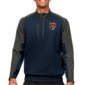 Men's Antigua Navy/Charcoal Florida Panthers Quarter-Zip Pullover Top