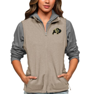 Women's Antigua Oatmeal Colorado Buffaloes Course Full-Zip Vest