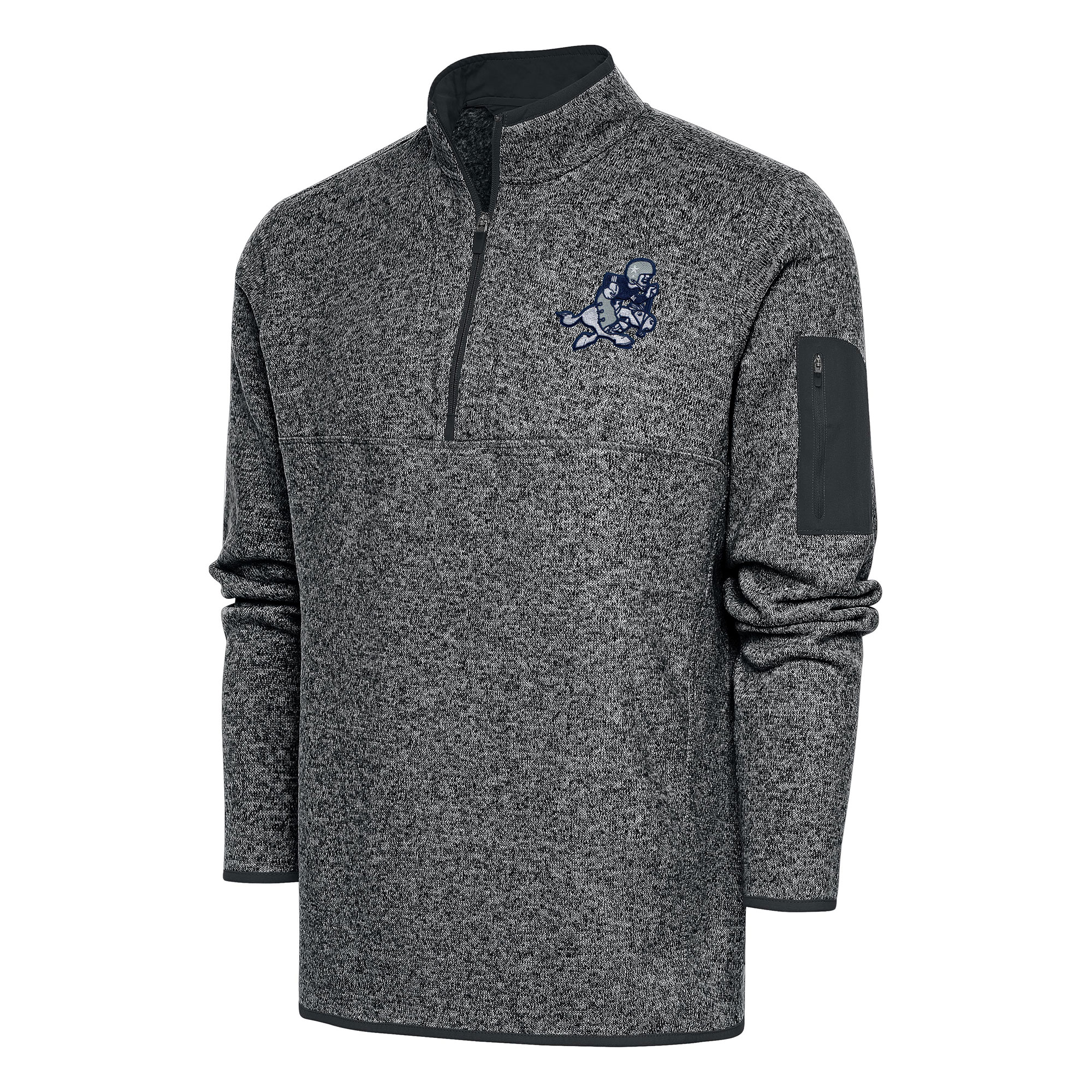Men's Antigua Heather Charcoal Dallas Cowboys Throwback Fortune Big & Tall Quarter-Zip Pullover Jacket