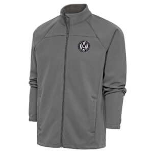 Men's Antigua Steel Atlanta United FC Brushed Metallic Logo Links Full-Zip Golf Jacket
