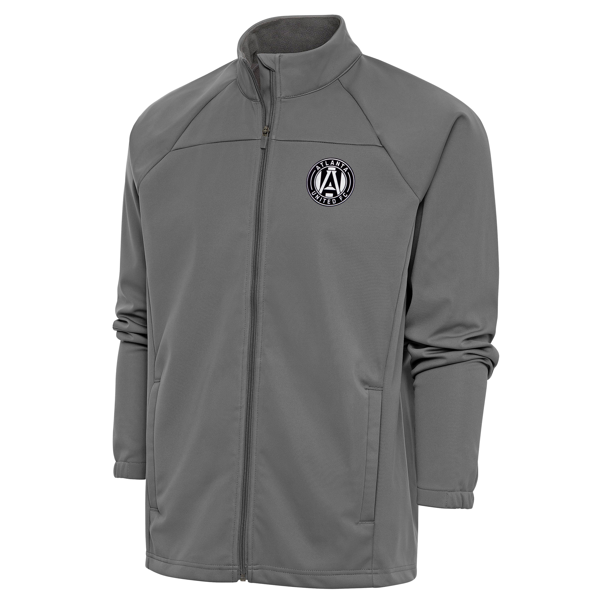 Men's Antigua Steel Atlanta United FC Brushed Metallic Logo Links Full-Zip Golf Jacket