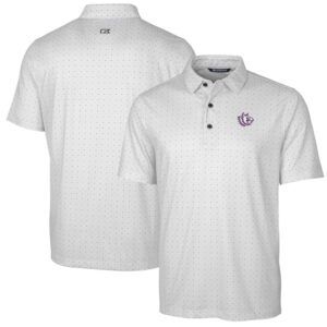 Men's Cutter & Buck Charcoal TCU Horned Frogs Team Logo Big & Tall Pike Double Dot Print Stretch Polo