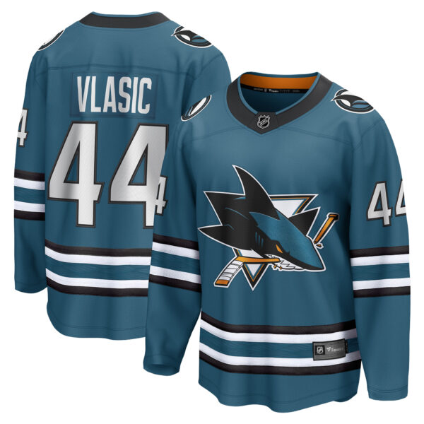 Men's Fanatics Marc-Edouard Vlasic Teal San Jose Sharks Home Breakaway Player Jersey - Image 5