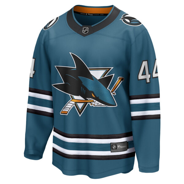 Men's Fanatics Marc-Edouard Vlasic Teal San Jose Sharks Home Breakaway Player Jersey - Image 6