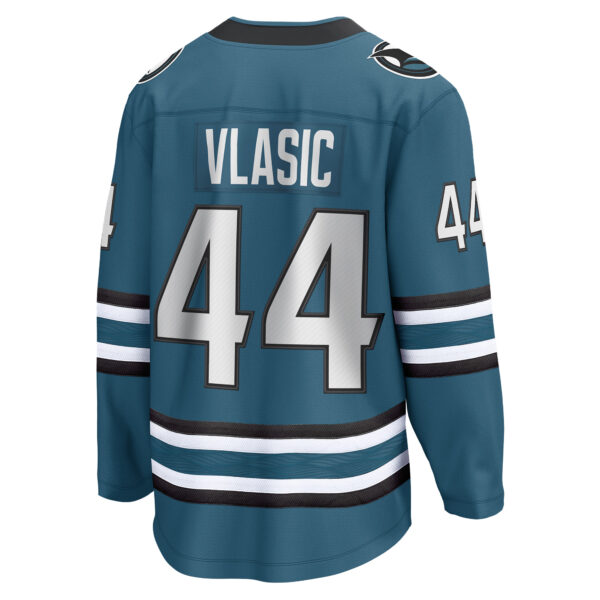 Men's Fanatics Marc-Edouard Vlasic Teal San Jose Sharks Home Breakaway Player Jersey - Image 7