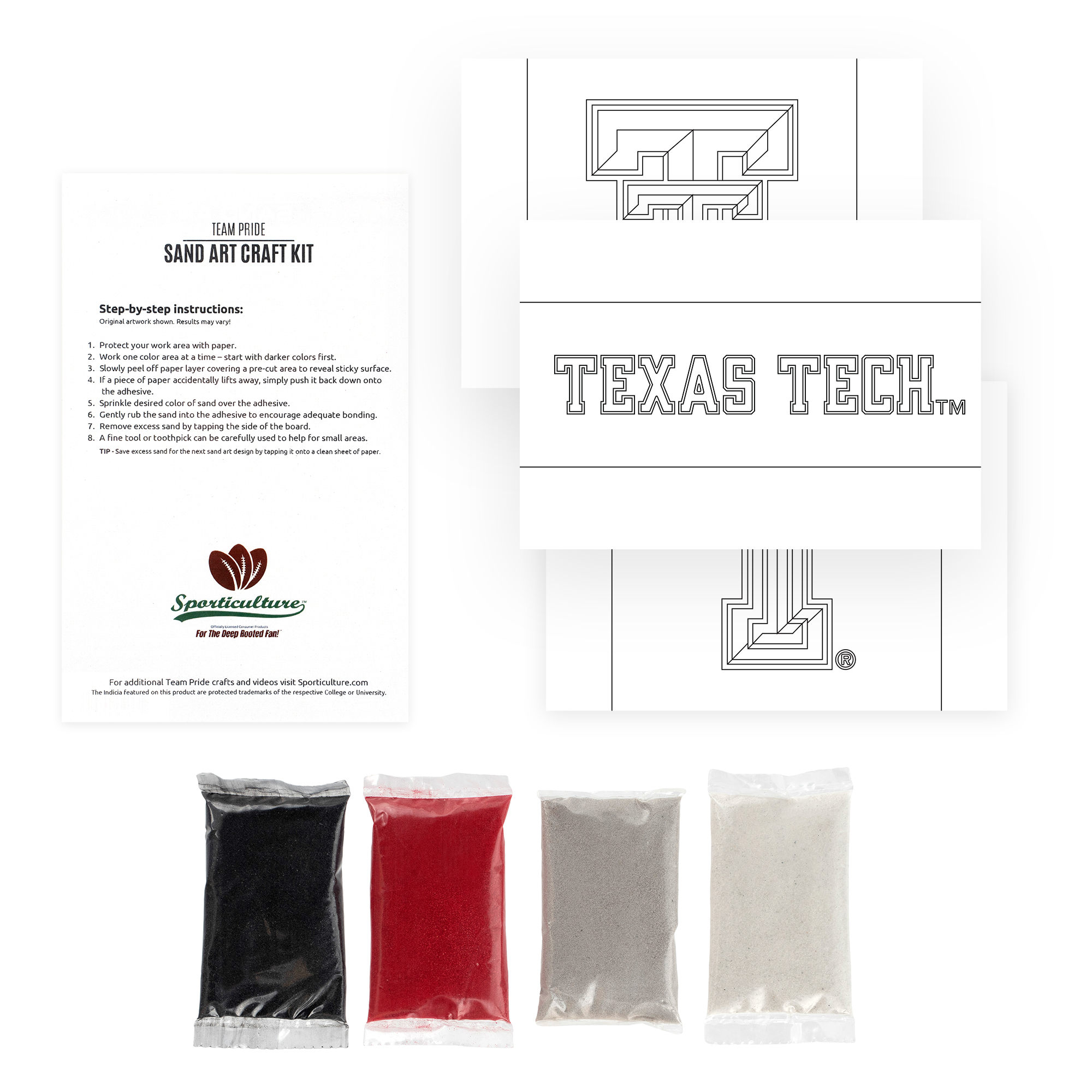 Texas Tech Red Raiders Team Pride Sand Art Craft Kit - Image 10