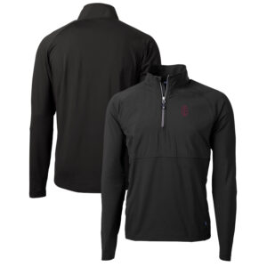 Men's Cutter & Buck Black Southern Illinois Salukis Adapt Eco Knit Hybrid Recycled Quarter-Zip Pullover Top