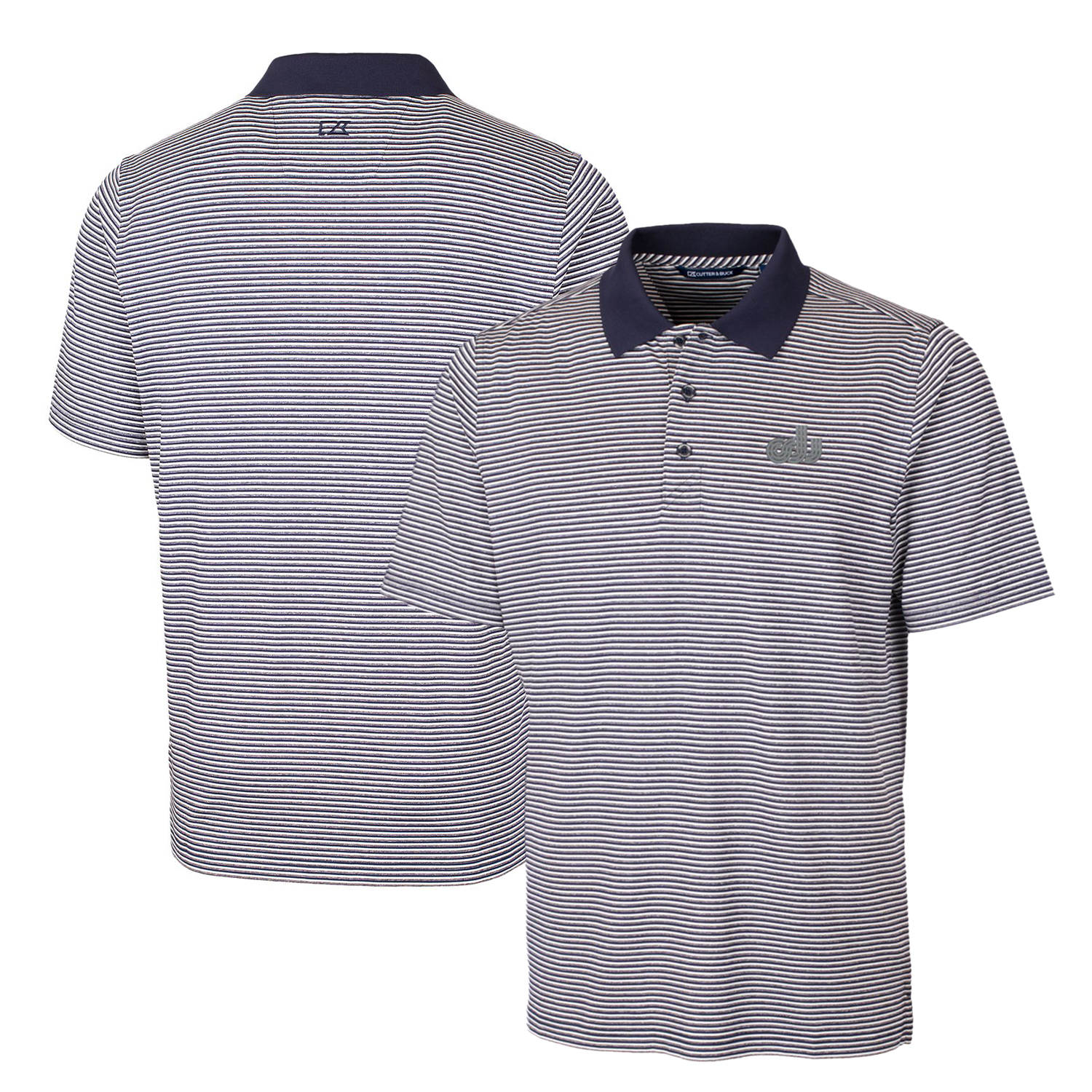 Men's Cutter & Buck Navy Old Dominion Monarchs Forge Tonal Stripe Stretch Polo - Image 8