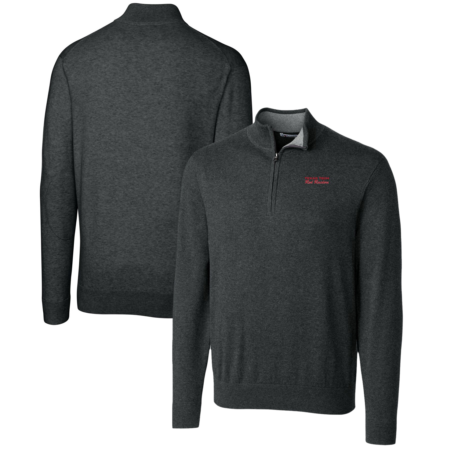 Men's Cutter & Buck Heather Charcoal Texas Tech Red Raiders Lakemont Quarter-Zip Pullover Sweater
