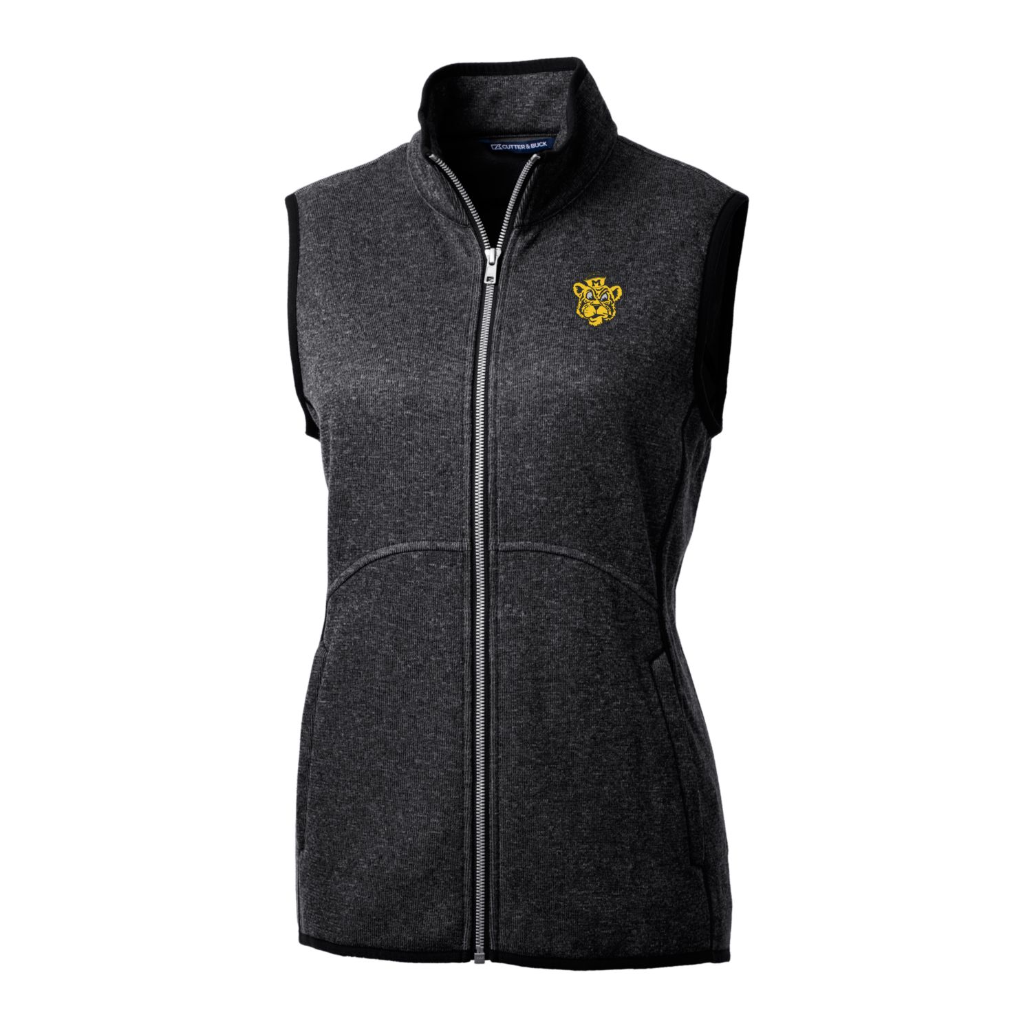 Women's Cutter & Buck Heather Charcoal Missouri Tigers Mainsail Basic Sweater-Knit Full-Zip Vest - Image 6