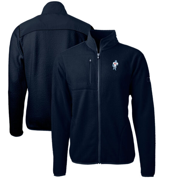 Men's Cutter & Buck Navy Houston Oilers Cascade Eco Sherpa Big & Tall Fleece Full-Zip Throwback Jacket