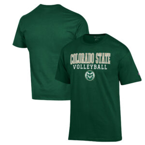 Men's Champion Green Colorado State Rams Stack Logo Volleyball Powerblend T-Shirt