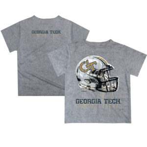 Youth Gray Georgia Tech Yellow Jackets Dripping Helmet T-Shirt