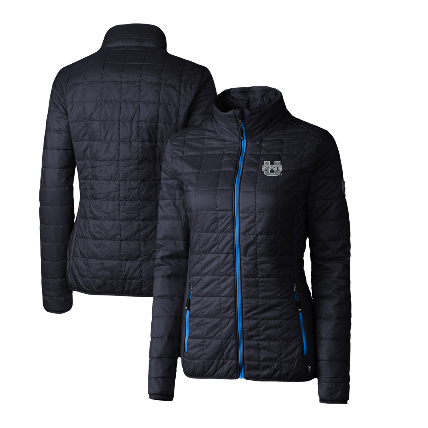Women's Cutter & Buck Navy Utah State Aggies Rainier Eco Insulated Puffer Full-Zip Jacket - Image 5