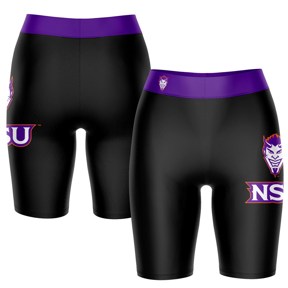 Women's Black/Purple Northwestern State Demons Plus Size Logo Bike Shorts