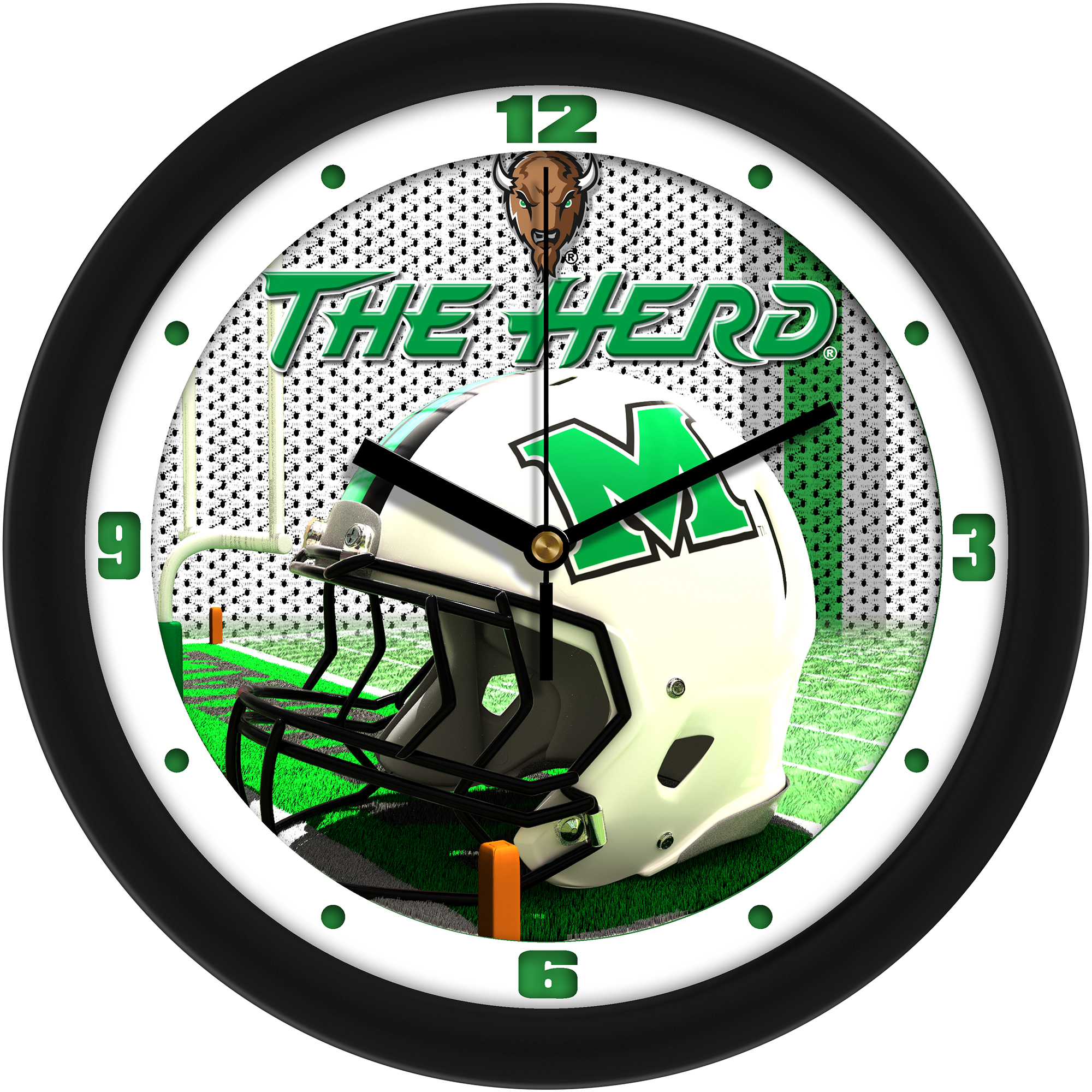 Marshall Thundering Herd 11.5'' Suntime Premium Glass Face Football Helmet Wall Clock