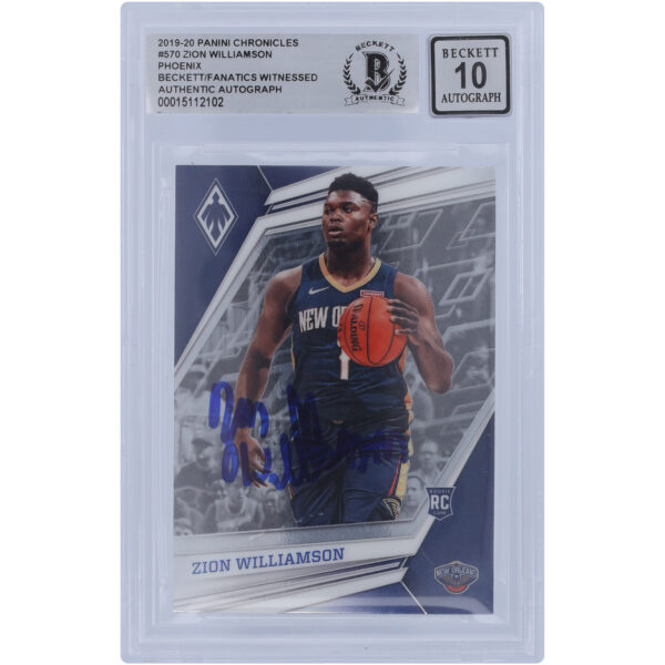 Zion Williamson New Orleans Pelicans Autographed 2019-20 Panini Phoenix 3 #570 Beckett Fanatics Witnessed Authenticated 10 Rookie Card - Image 7