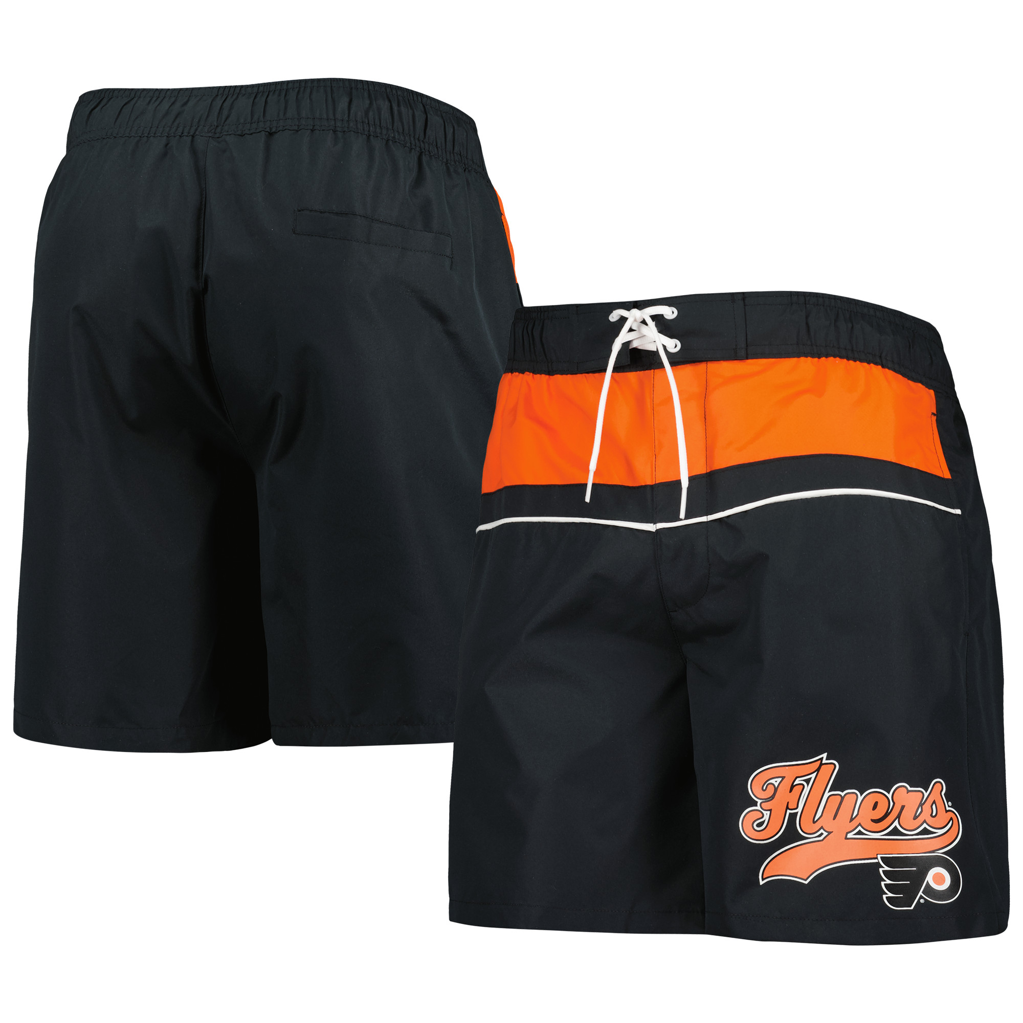 Men's Starter Black Philadelphia Flyers Freestyle Volley Swim Shorts - Image 2
