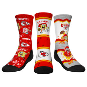 Youth Rock Em Socks Kansas City Chiefs NFL x Nickelodeon Spongebob Squarepants 3-Pack Crew Socks Set