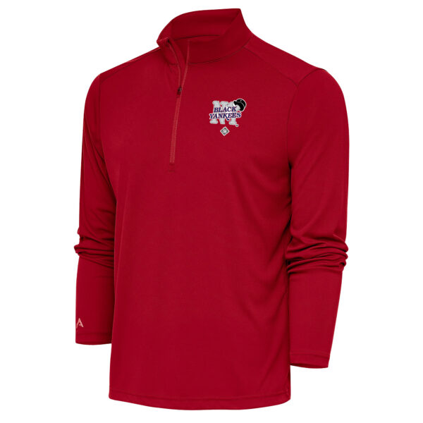 Men's Antigua Red New York Black Yankees Tribute Quarter-Zip Pullover Top