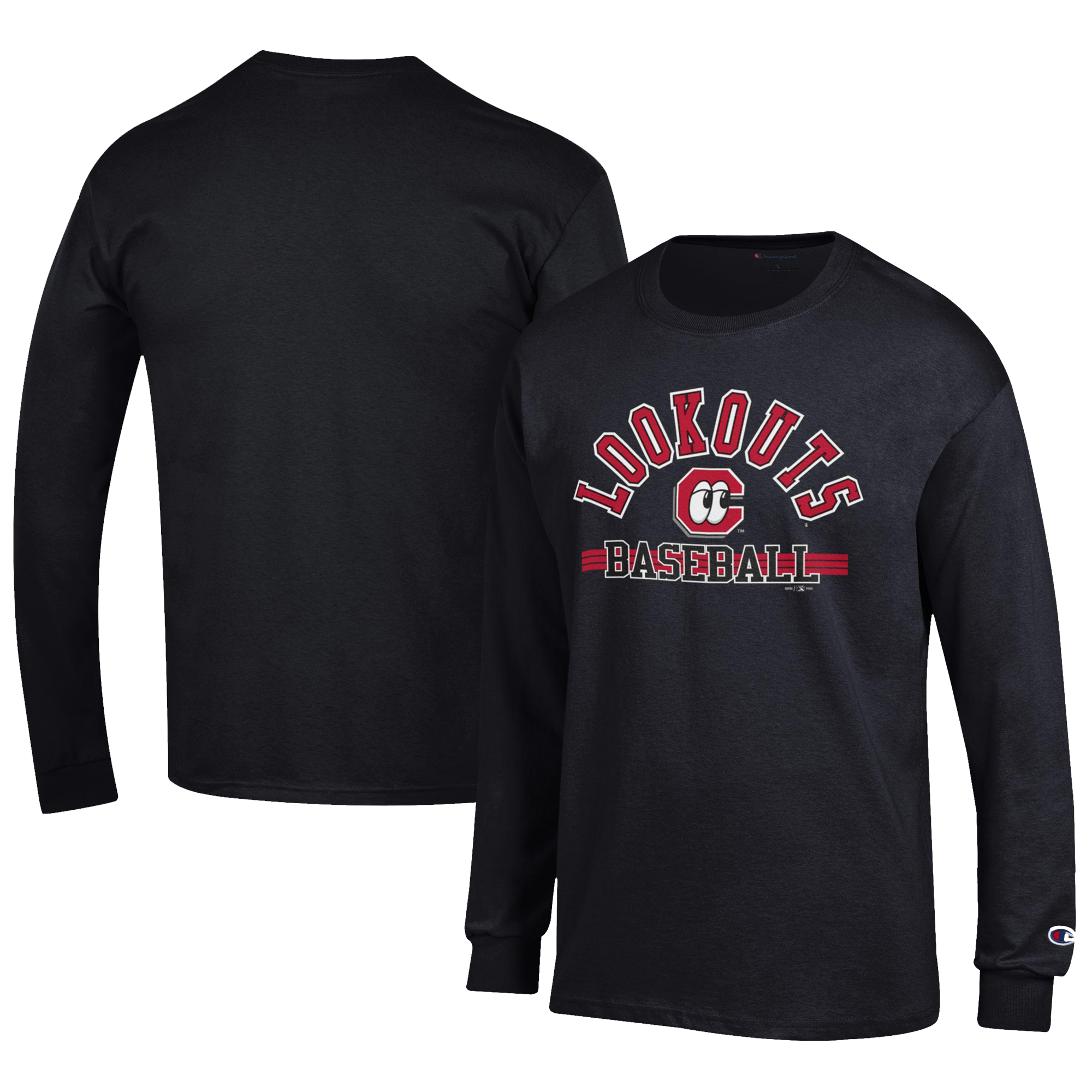 Men's Champion Black Chattanooga Lookouts Jersey Long Sleeve T-Shirt