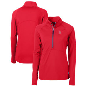 Women's Cutter & Buck Red Tampa Bay Rays Americana Logo Adapt Eco Knit Stretch Recycled Half-Zip Pullover Top