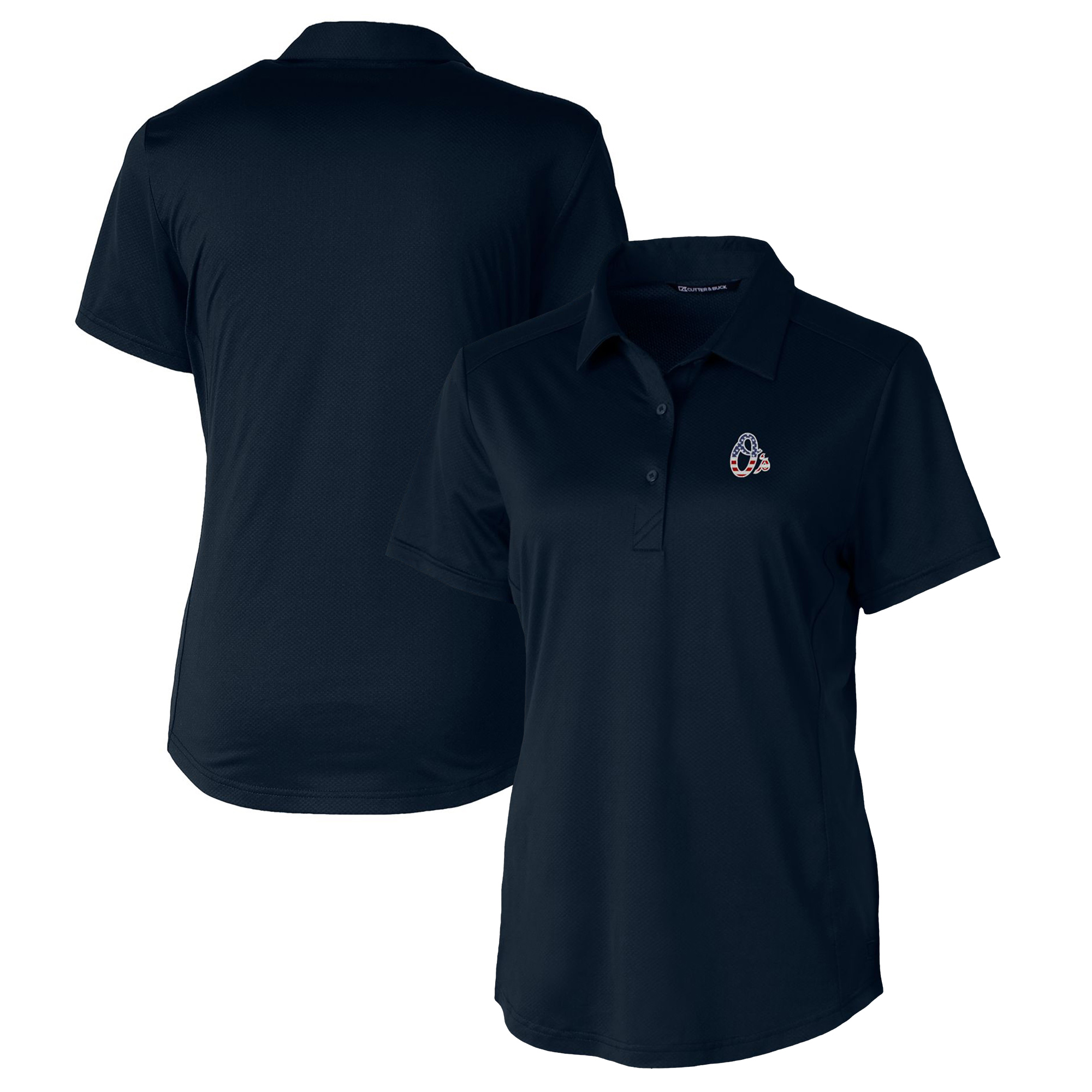 Women's Cutter & Buck Navy Baltimore Orioles Americana Logo Prospect DryTec Textured Stretch Polo