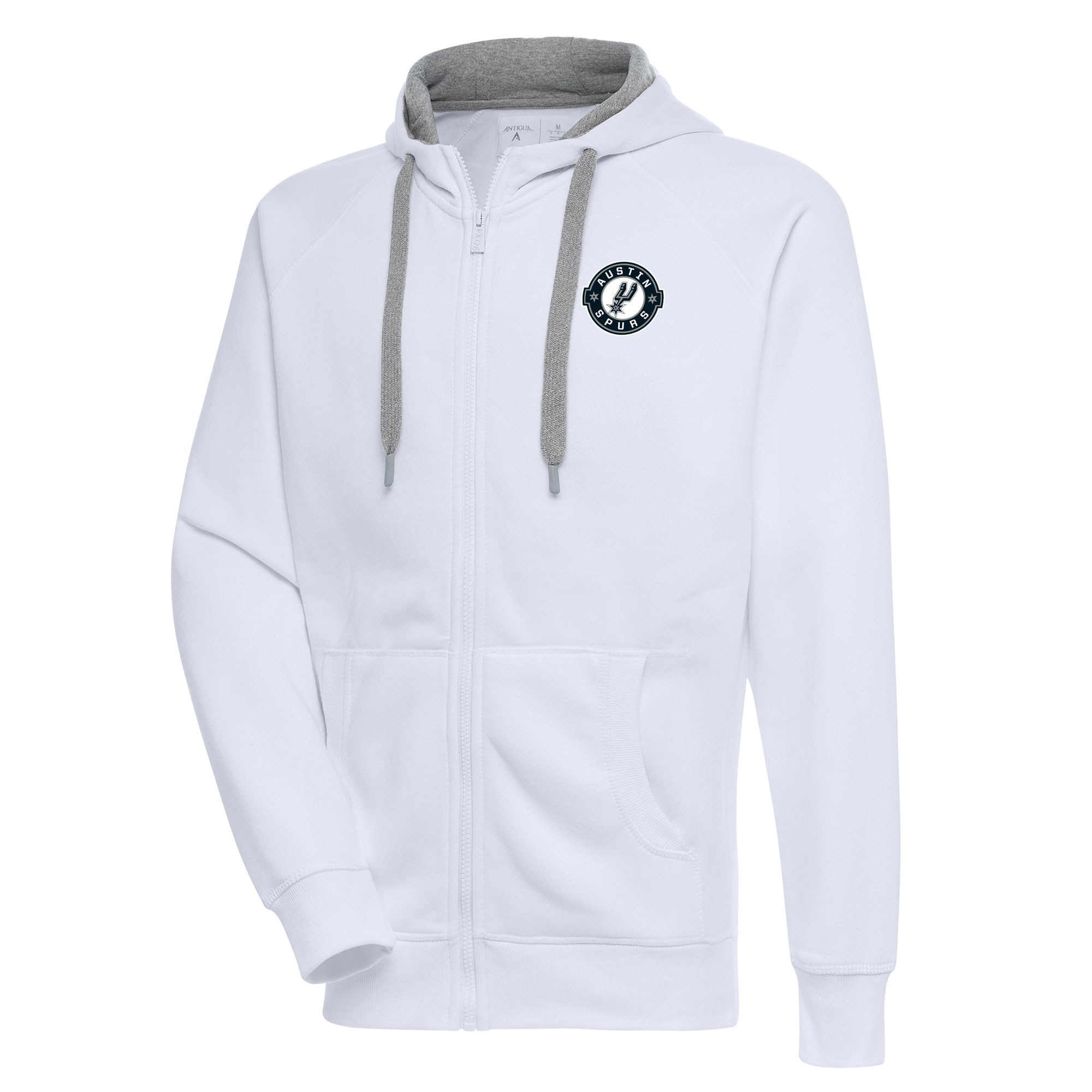 Men's Antigua White Austin Spurs Victory Full-Zip Hoodie