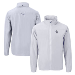 Men's Cutter & Buck Gray Colorado Rockies Charter Eco Recycled Full-Zip Jacket