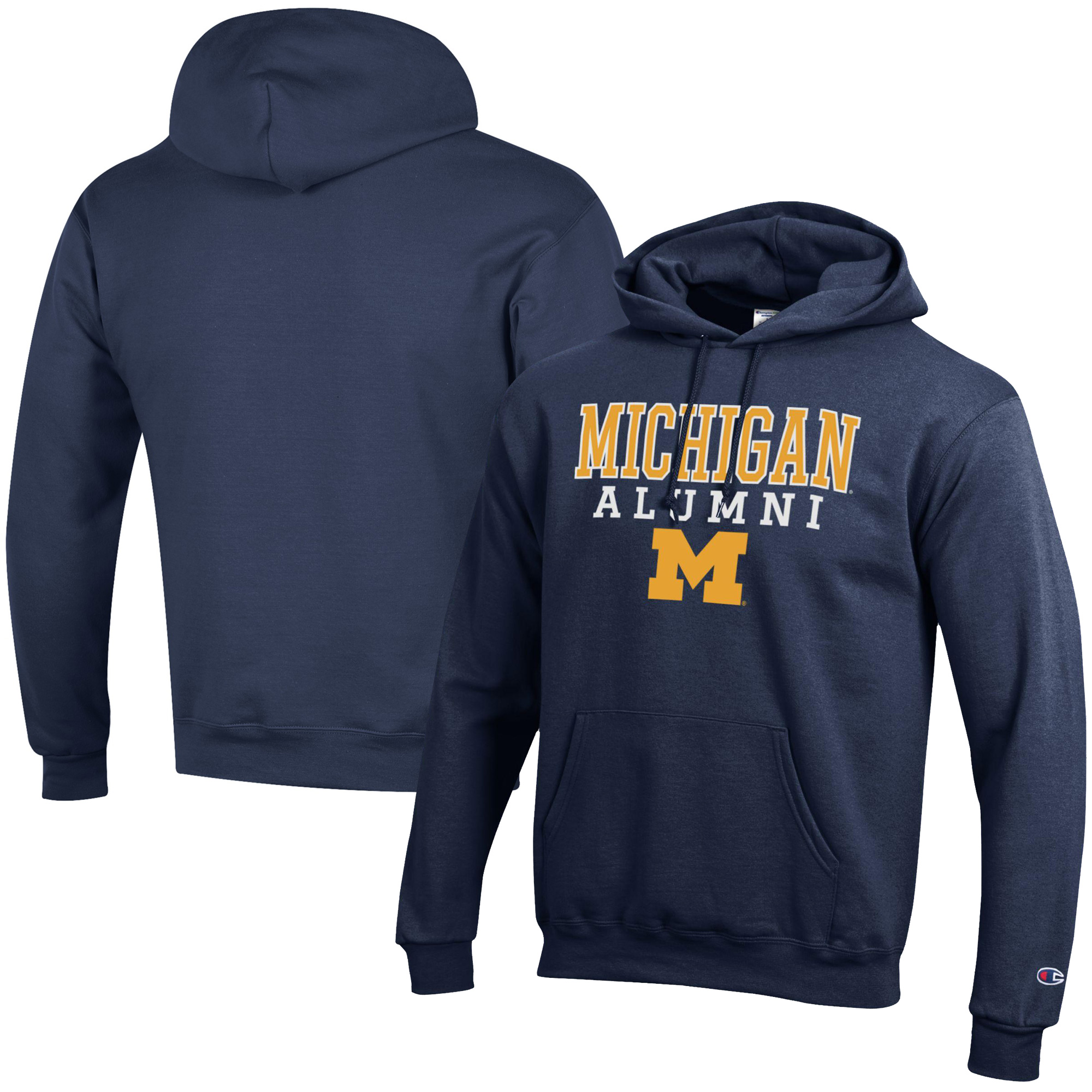 Men's Champion Navy Michigan Wolverines Alumni Logo Stack Pullover Hoodie - Image 5