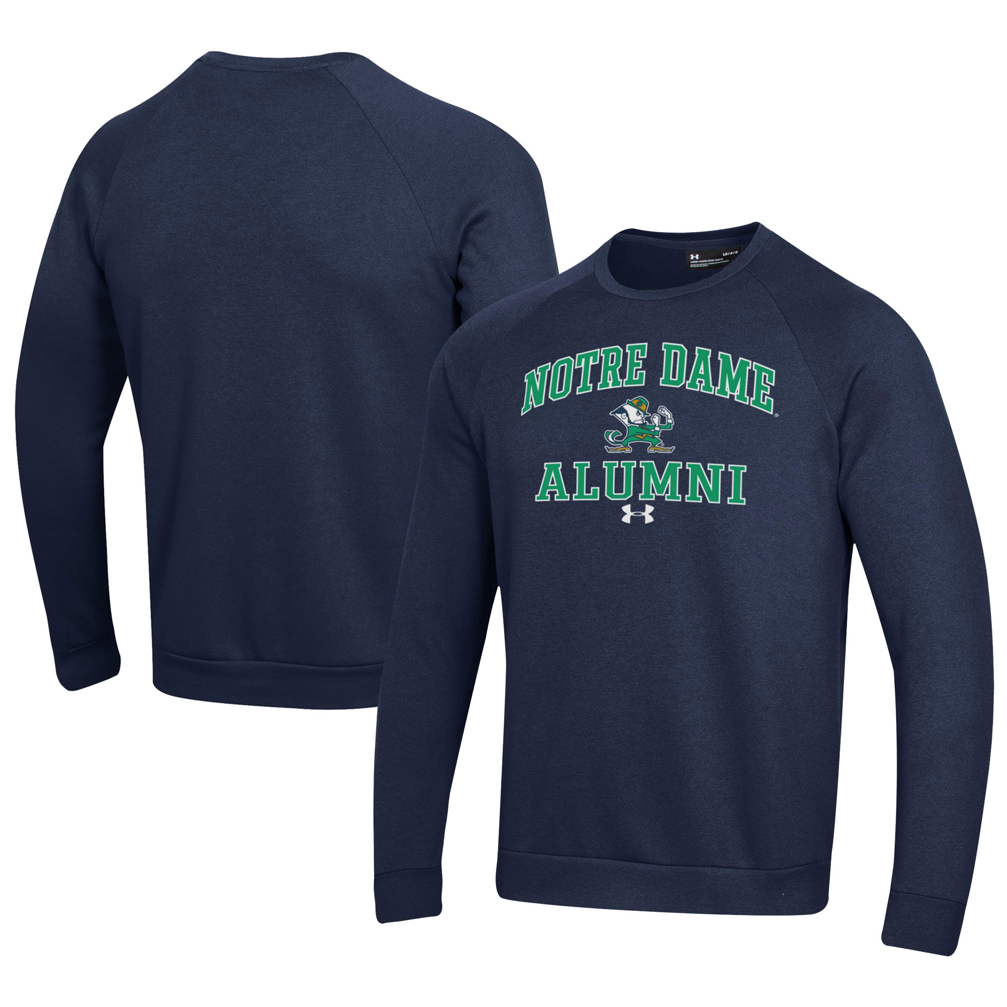 Men's Under Armour Navy Notre Dame Fighting Irish Alumni All Day Pullover Sweatshirt - Image 2