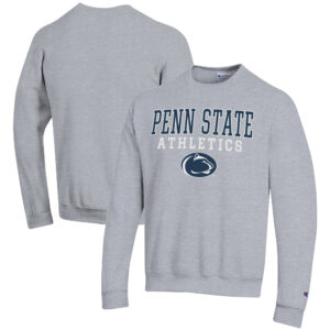 Men's Champion  Gray Penn State Nittany Lions Athletics Logo Stack Pullover Sweatshirt
