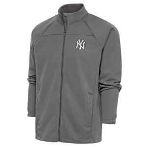 Men's Antigua Steel New York Yankees Metallic Links Full-Zip Golf Jacket