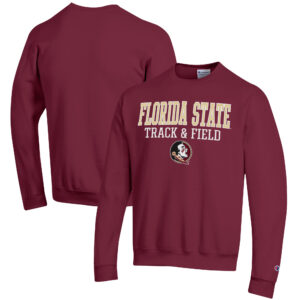 Men's Champion  Garnet Florida State Seminoles Track & Field Stack Powerblend Pullover Sweatshirt