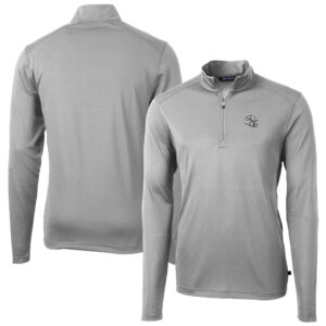 Men's Cutter & Buck  Silver Miami Dolphins Helmet Virtue Eco Pique Recycled Quarter-Zip Pullover Top