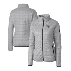 Women's Cutter & Buck  Gray New Orleans Saints Helmet Logo Rainier PrimaLoft Eco Insulated Full-Zip Puffer Jacket