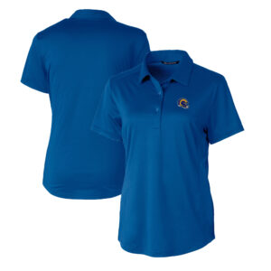 Women's Cutter & Buck  Royal Los Angeles Rams Helmet Logo DryTec Prospect Textured Stretch Polo