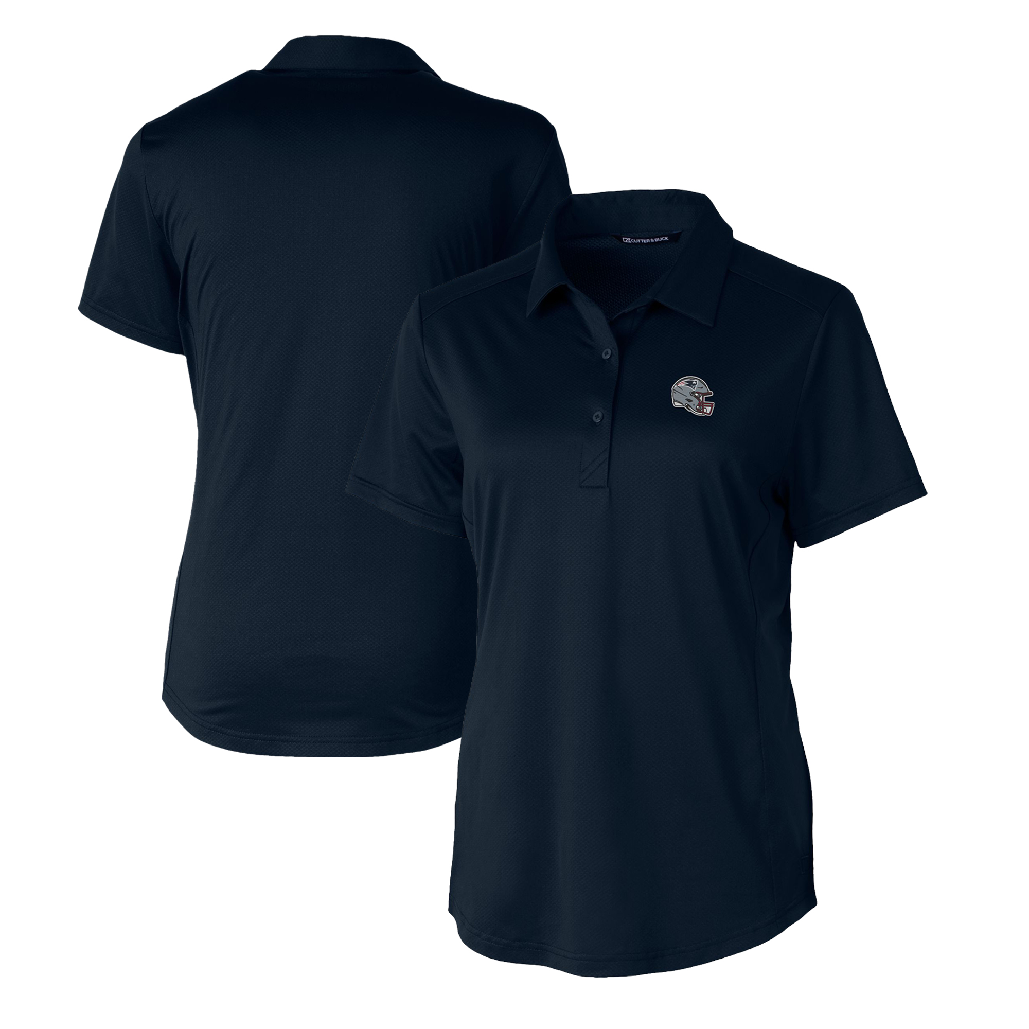 Women's Cutter & Buck Navy New England Patriots Helmet Logo DryTec Prospect Textured Stretch Polo